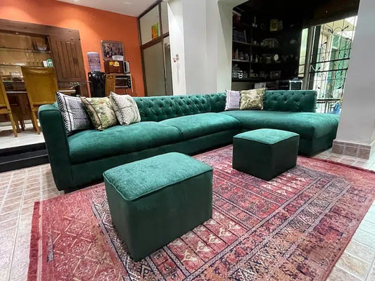Comfort Nest L shape sofa + 2 seater sofa + 2 stools