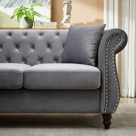 Button Tufted L shape sofa set