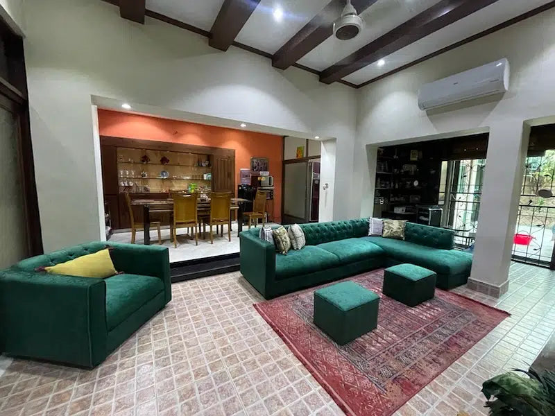 Comfort Nest L shape sofa + 2 seater sofa + 2 stools