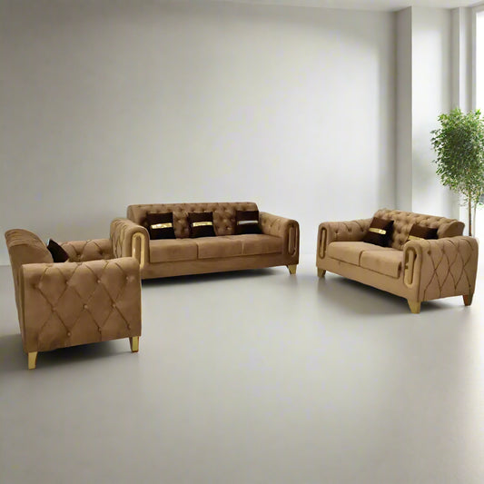6 seater tufted sofa set