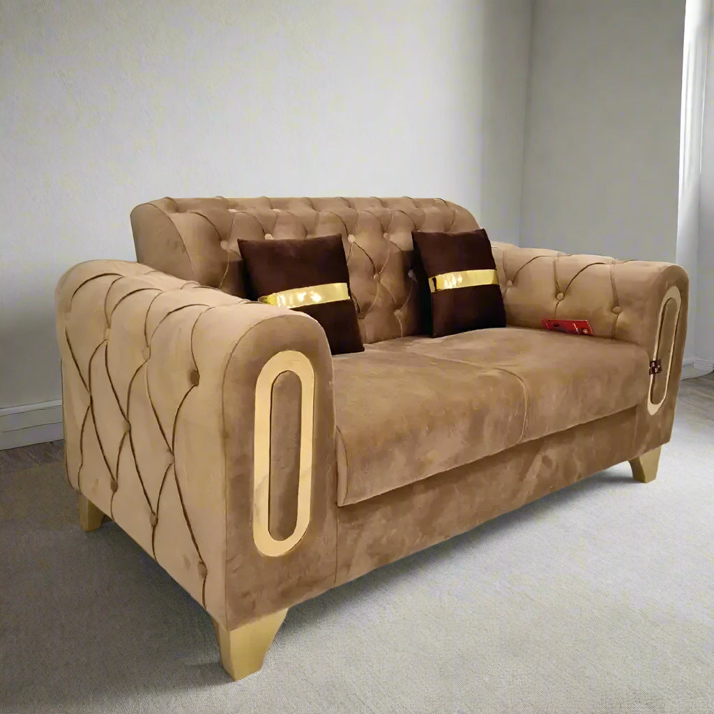 6 seater tufted sofa set
