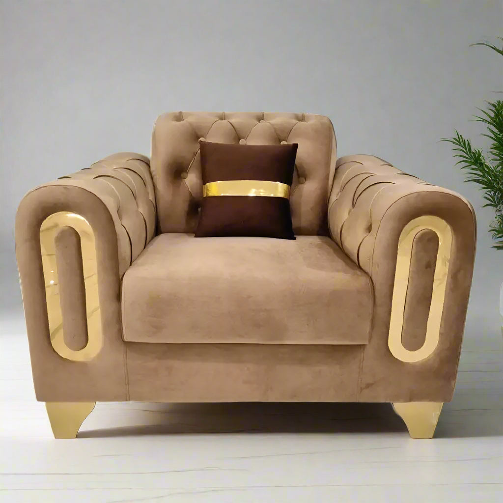 6 seater tufted sofa set