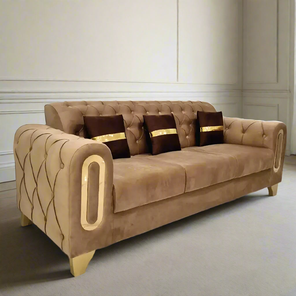 6 seater tufted sofa set