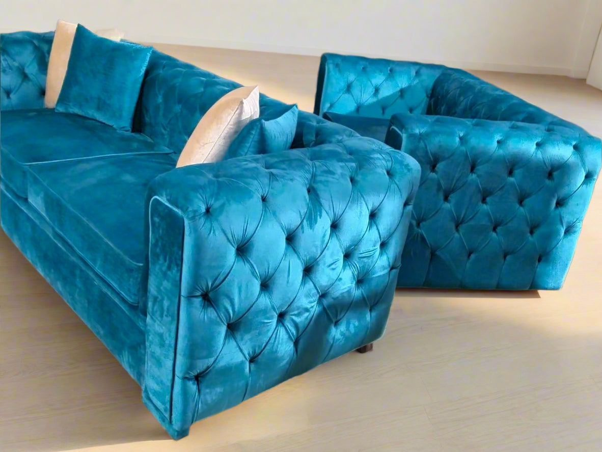 Velvet retreat 6-seater sofa set