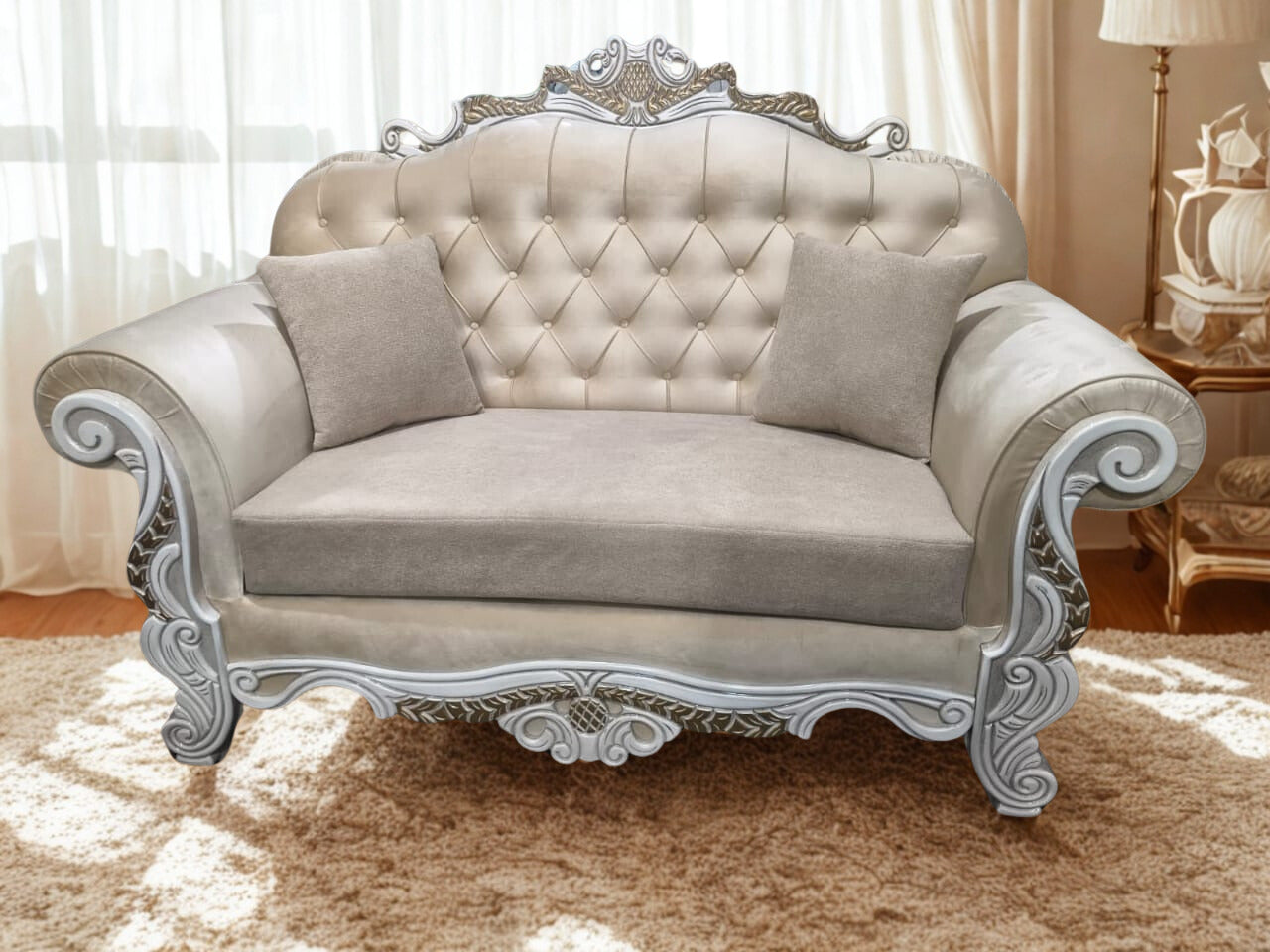 6 seater living room sofa with cushions